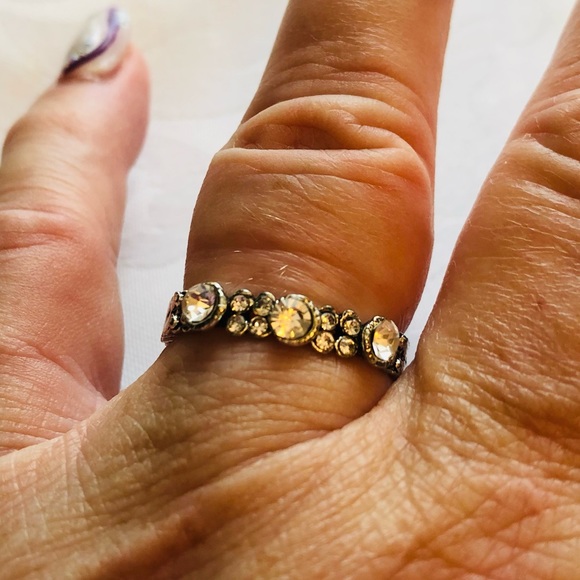 💜3/$30 Set of 3 Antiqued Silvertone Rings size 9-10 Crystals and Marcasite - Picture 6 of 9